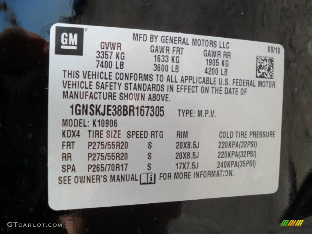 2011 Chevrolet Suburban LT 4x4 Info Tag Photo #38426333