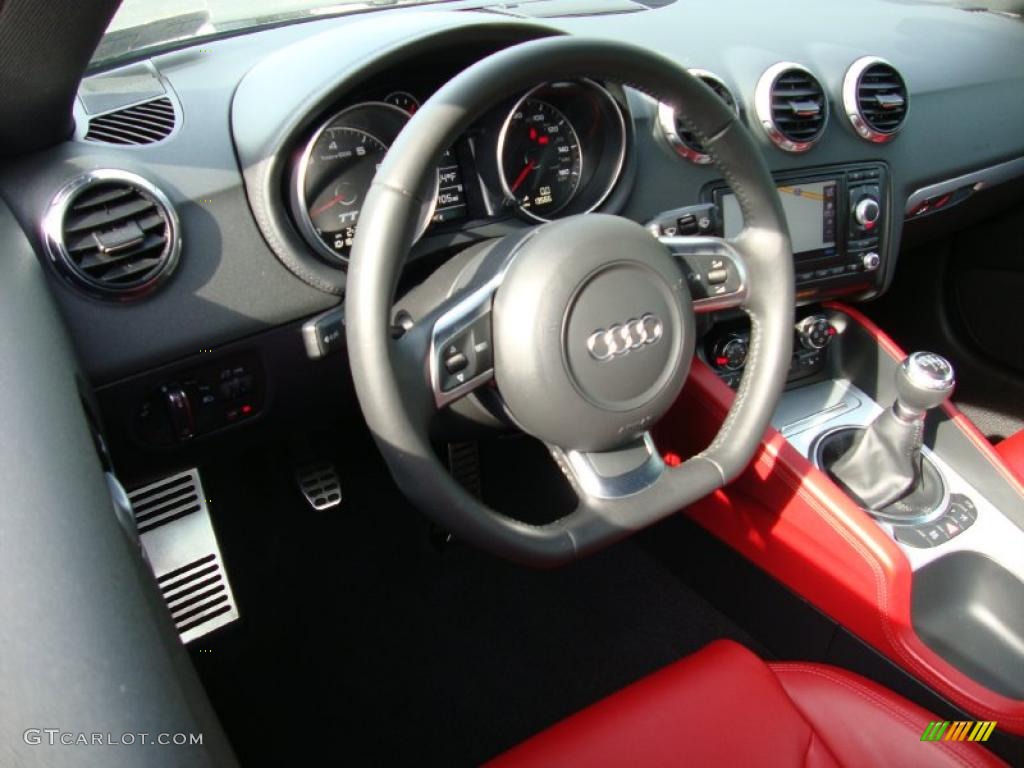 2009 Audi TT 3.2 quattro Coupe Magma Red Steering Wheel Photo #38430314