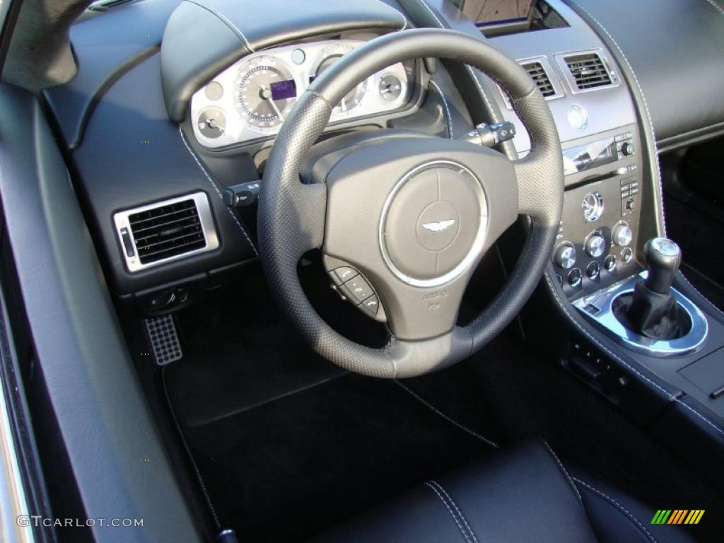 2008 Aston Martin V8 Vantage Roadster Obsidian Black Steering Wheel Photo #38430997