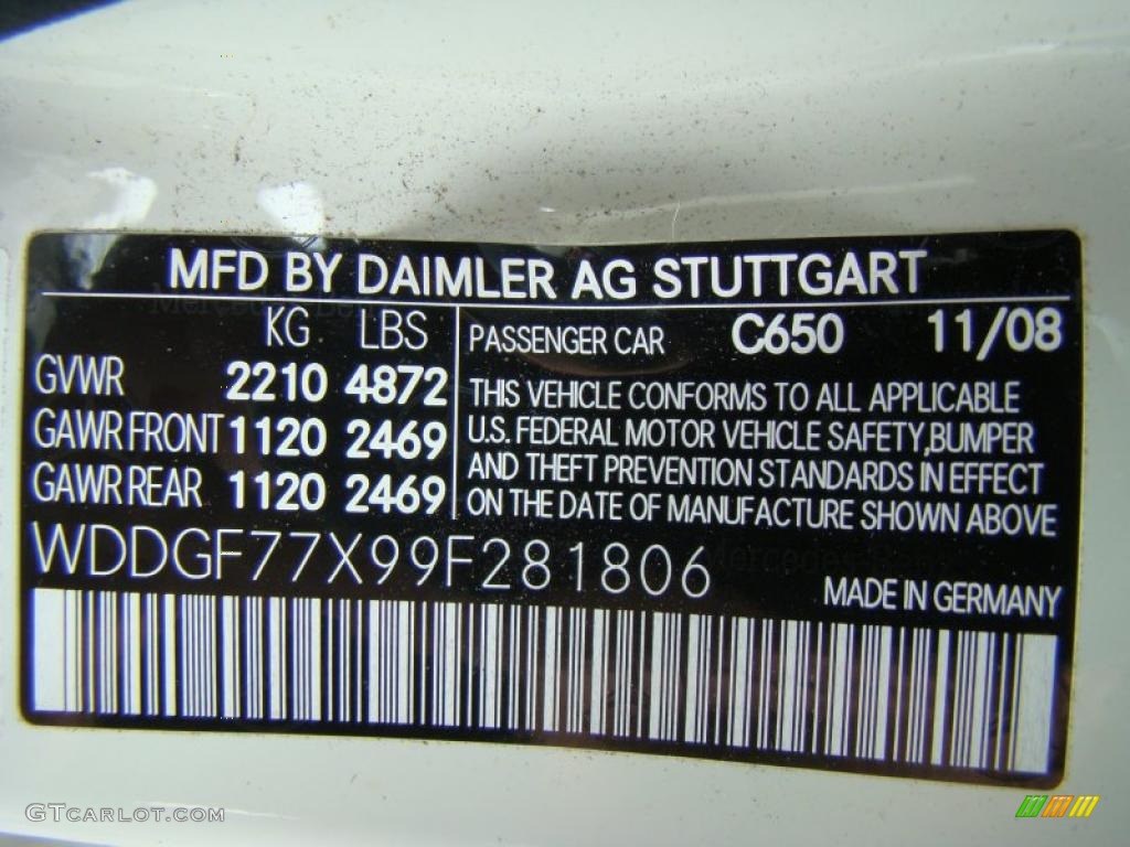 2009 Mercedes-Benz C 63 AMG Info Tag Photos