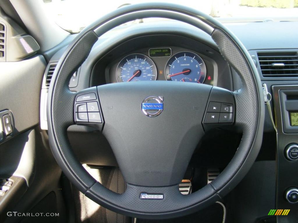 2008 Volvo C30 T5 Version 2.0 R-Design Off Black/Cream Steering Wheel Photo #38436596