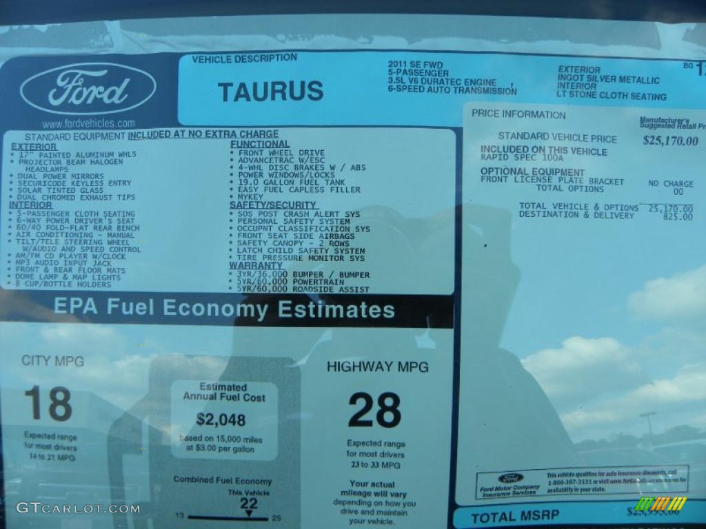 2011 Ford Taurus SE Window Sticker Photo #38439660