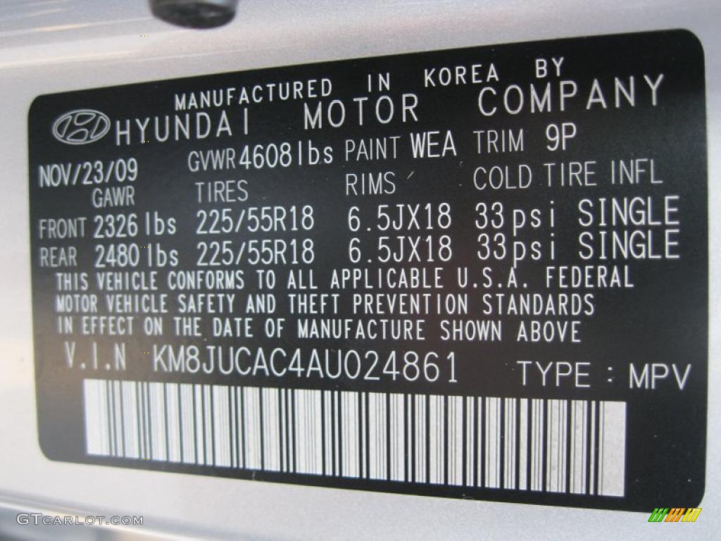 2010 Tucson Color Code WEA for Diamond Silver Photo #38442800