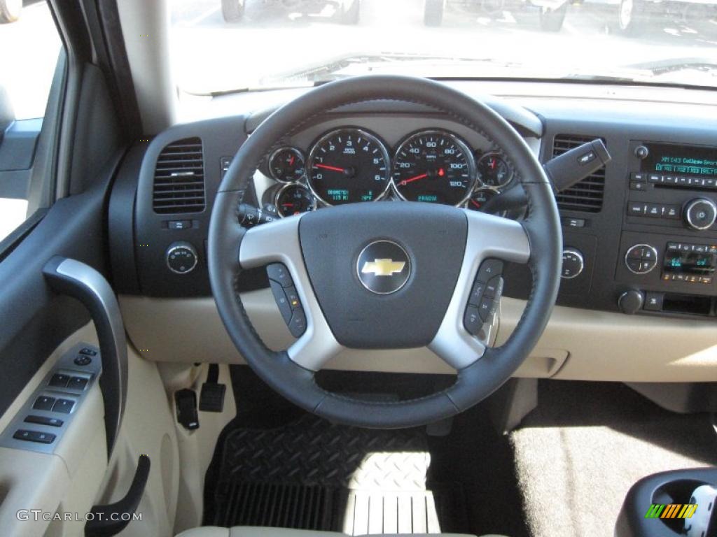 2011 Chevrolet Silverado 1500 LT Crew Cab 4x4 Light Cashmere/Ebony Steering Wheel Photo #38442840
