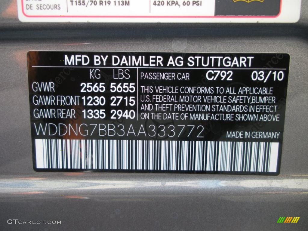 2010 S Color Code 792 for Palladium Silver Metallic Photo #38444716