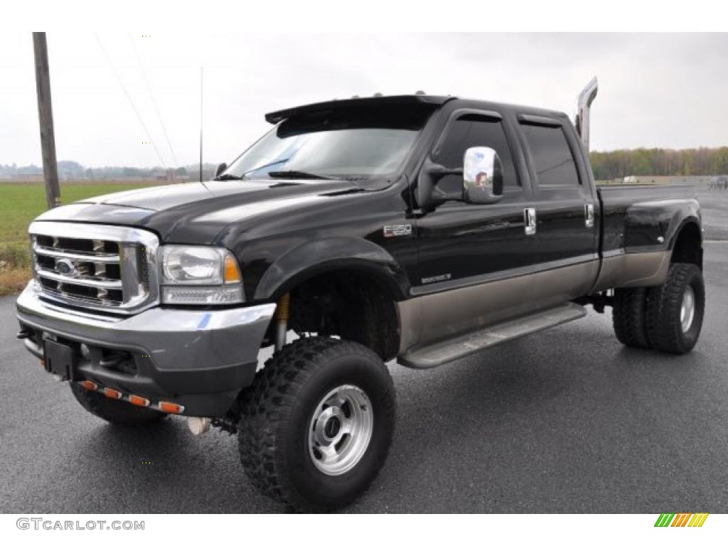 2003 F350 Super Duty Lariat Crew Cab 4x4 Dually - Black / Medium Parchment photo #2