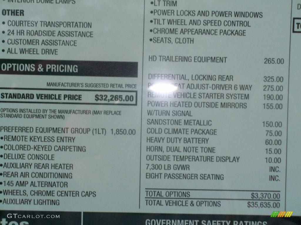 2011 Chevrolet Express LT 1500 Passenger Van Window Sticker Photo #38451996