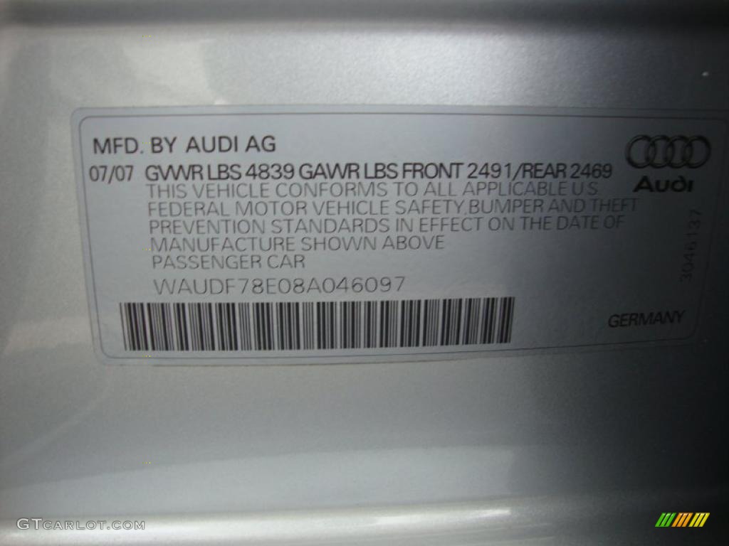2008 A4 2.0T quattro Sedan - Light Silver Metallic / Black photo #45