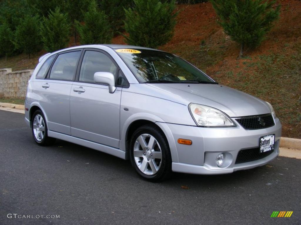 Silky Silver Metallic 2005 Suzuki Aerio SX AWD Sport Wagon Exterior Photo #38464425