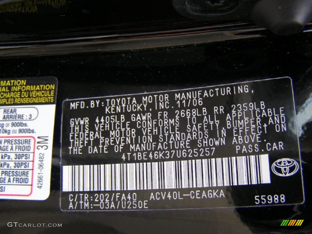 2007 Camry XLE - Black / Bisque photo #12