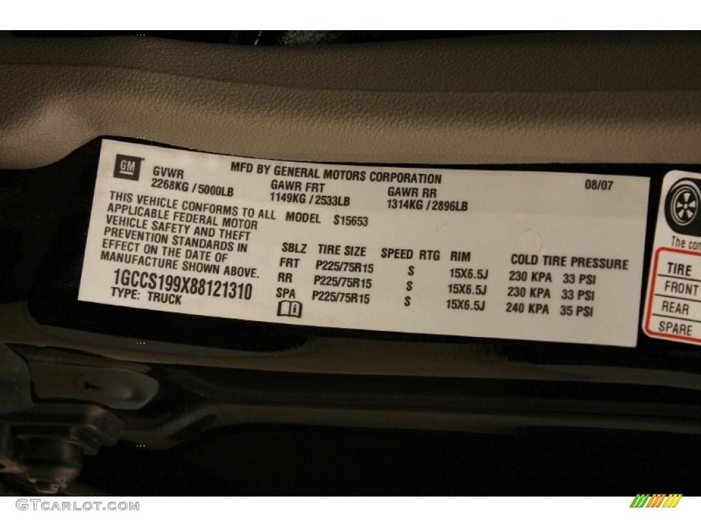 2008 Chevrolet Colorado LS Extended Cab Info Tag Photos