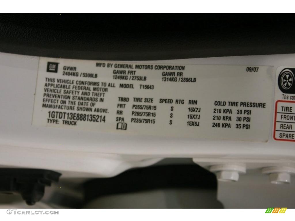 2008 GMC Canyon SLE Crew Cab 4x4 Info Tag Photos
