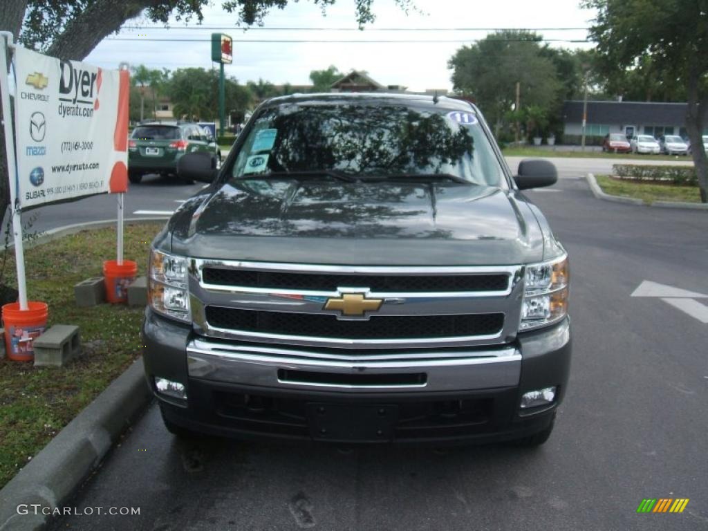 2011 Silverado 1500 LT Crew Cab 4x4 - Steel Green Metallic / Ebony photo #2