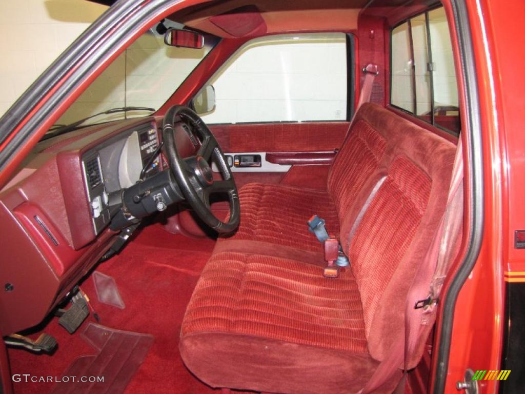 Red Interior 1990 GMC Sierra 1500 Regular Cab Photo #38478655
