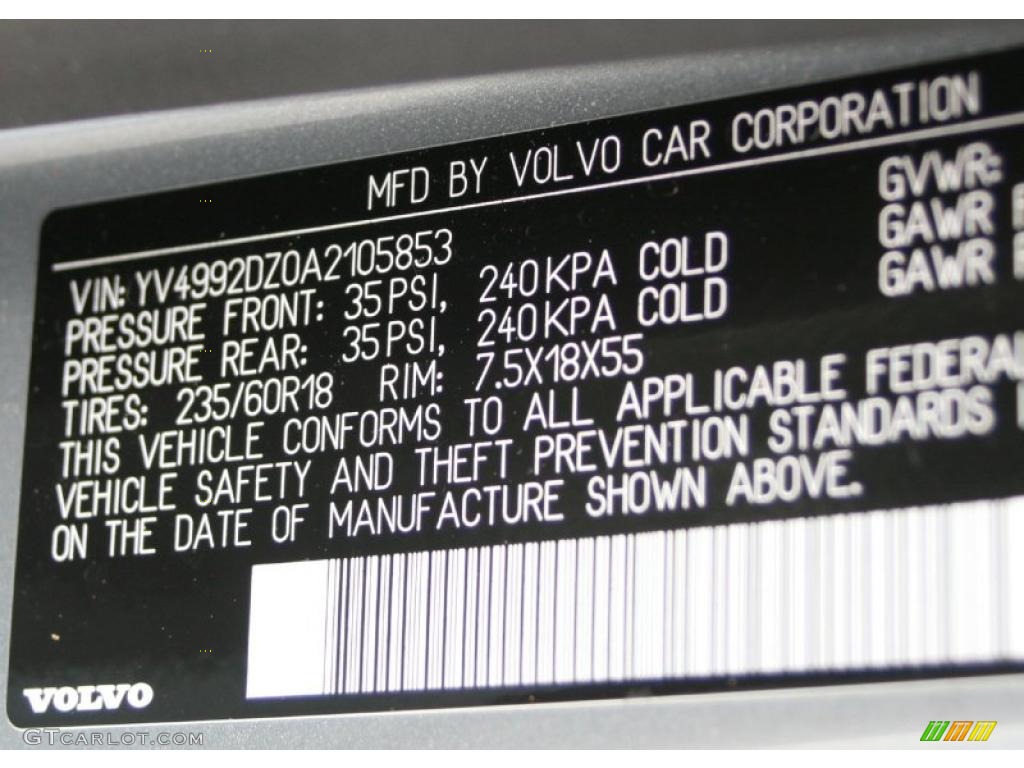 2010 XC60 T6 AWD - Silver Metallic / Anthracite photo #26