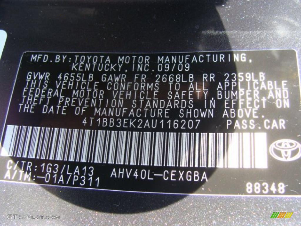 2010 Camry Color Code 1G3 for Magnetic Gray Metallic Photo #38480607