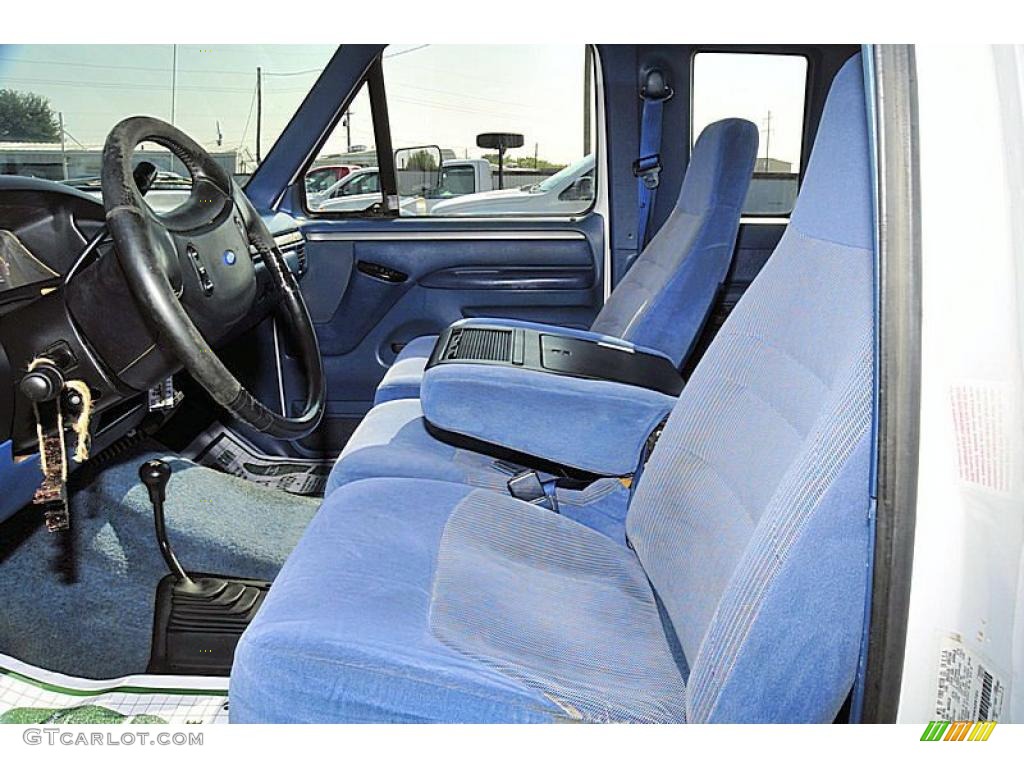 Blue Interior 1995 Ford F250 XLT Extended Cab 4x4 Photo #38485039