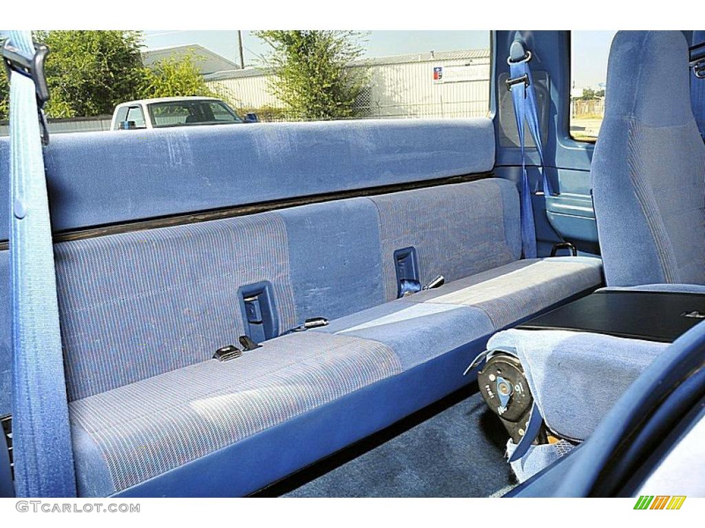 Blue Interior 1995 Ford F250 XLT Extended Cab 4x4 Photo #38485159