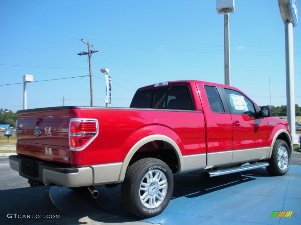 2010 F150 Lariat SuperCab - Red Candy Metallic / Tan photo #3