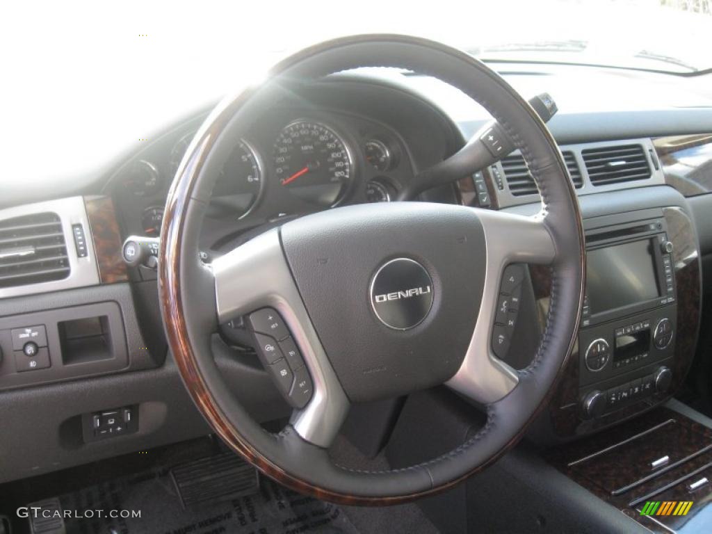 2011 GMC Yukon Denali AWD Ebony Steering Wheel Photo #38500339