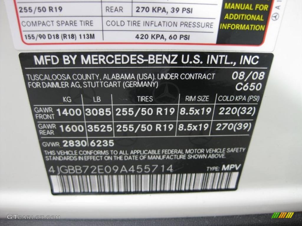 2009 ML Color Code 650 for Arctic White Photo #38500663