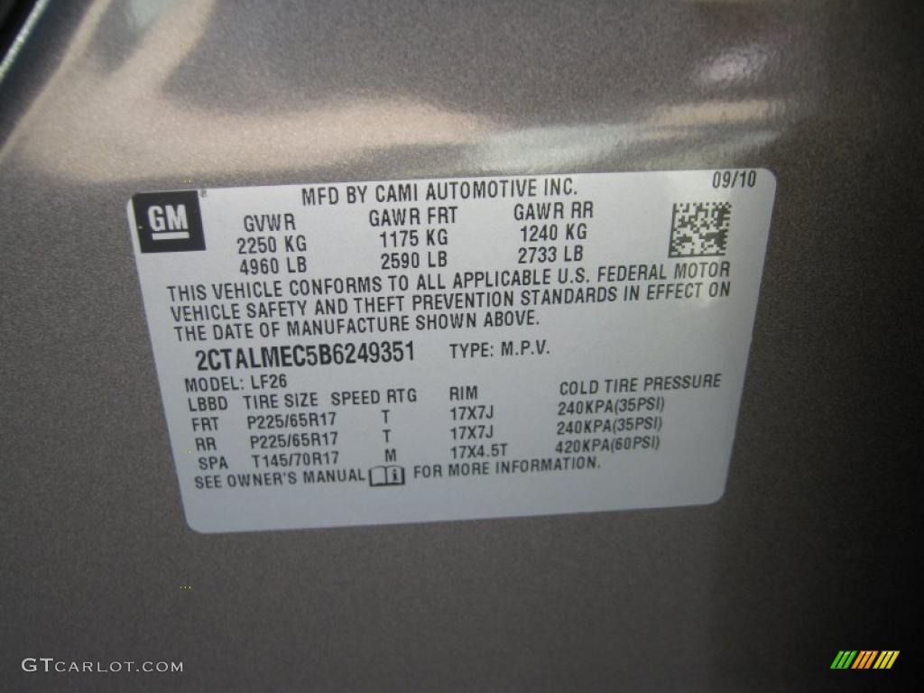 2011 GMC Terrain SLE Info Tag Photo #38511259