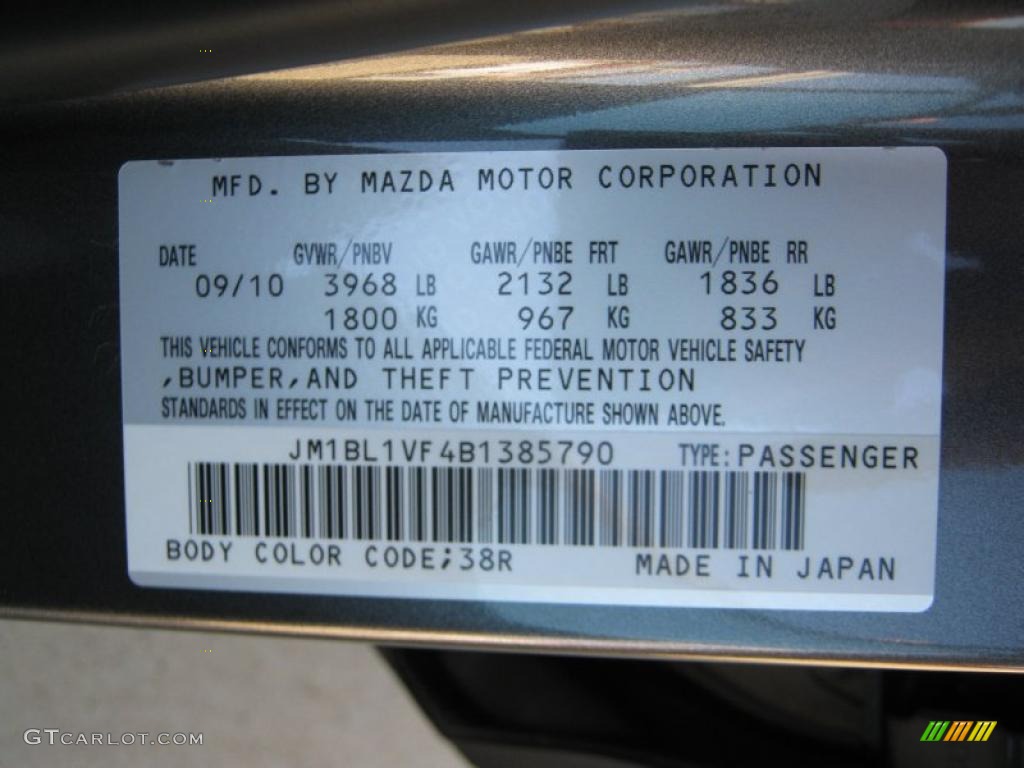 2011 MAZDA3 Color Code 38R for Graphite Mica Photo #38512427