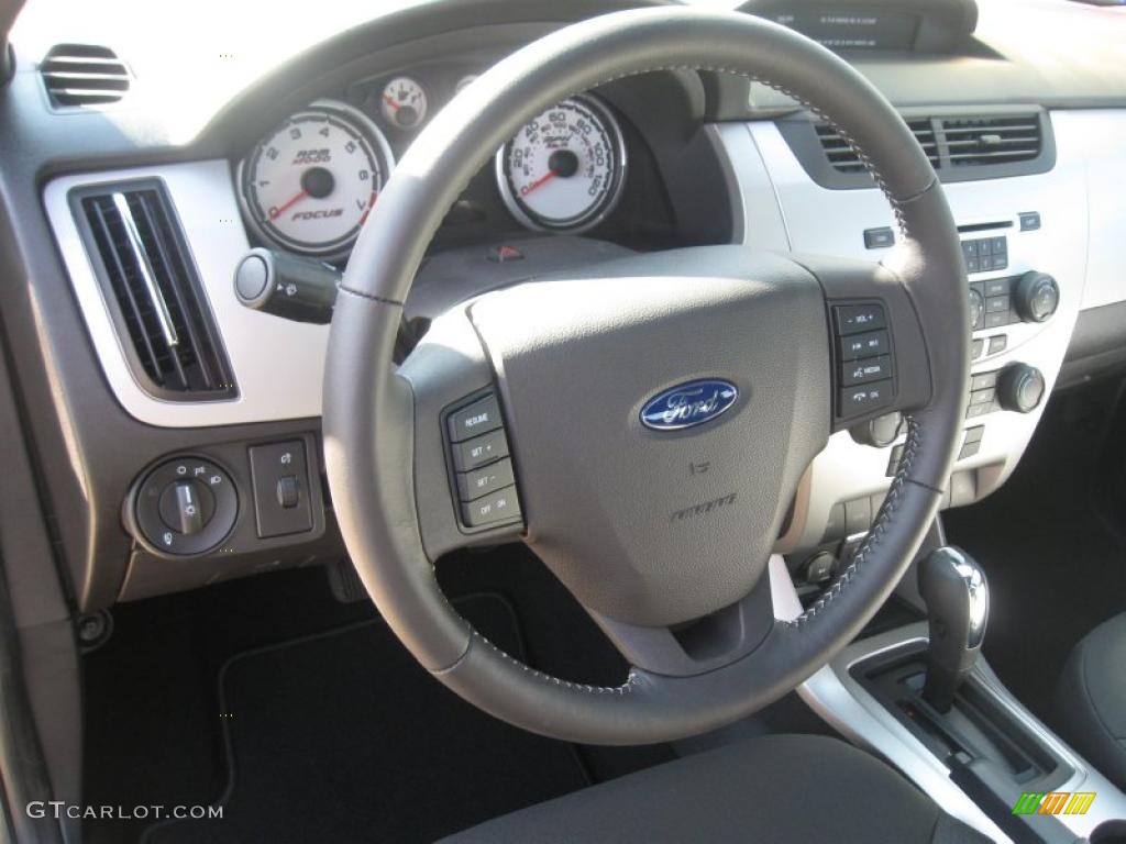2011 Ford Focus SES Sedan Charcoal Black Steering Wheel Photo #38512675