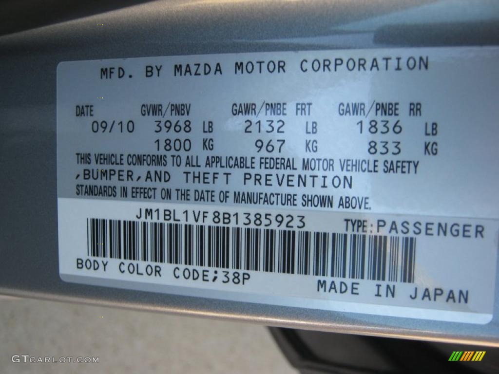 2011 MAZDA3 Color Code 38P for Liquid Silver Metallic Photo #38512831