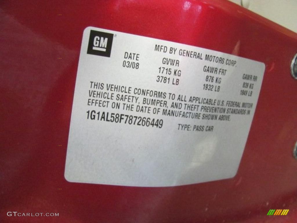 2008 Cobalt LT Sedan - Sport Red Tint Coat / Neutral photo #14