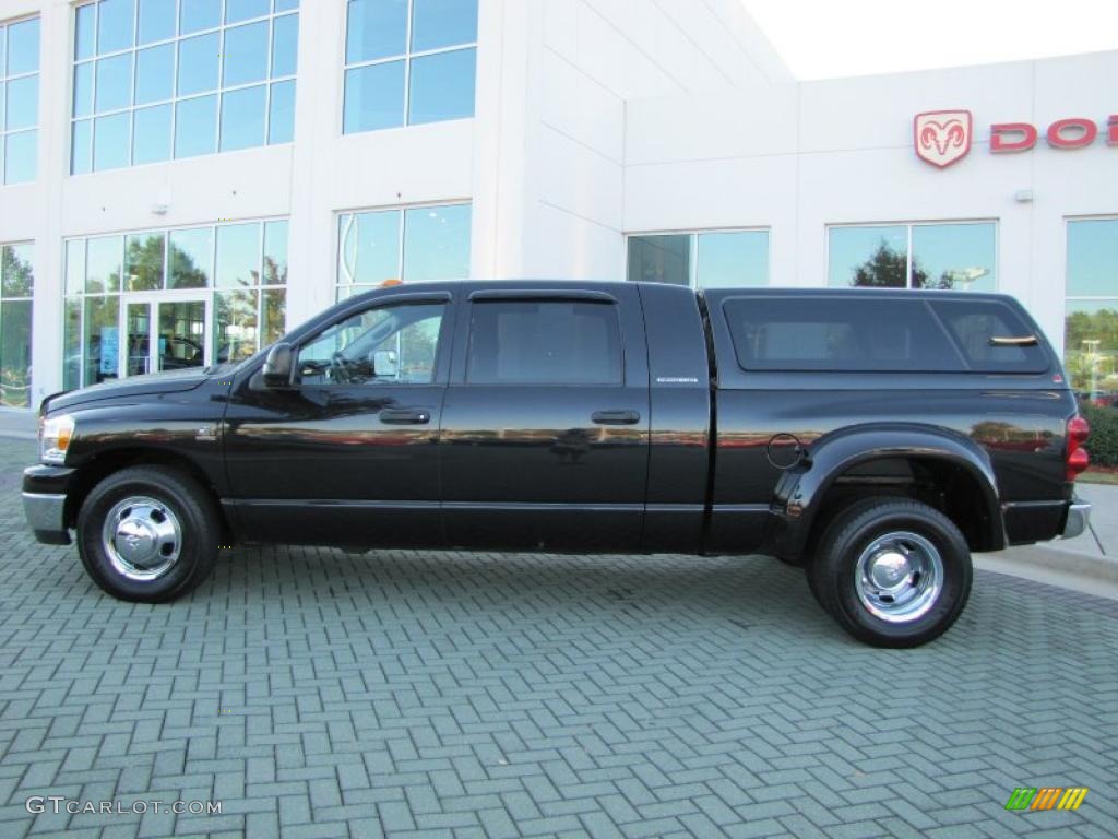 2007 Ram 3500 SLT Mega Cab Dually - Brilliant Black Crystal Pearl / Medium Slate Gray photo #2