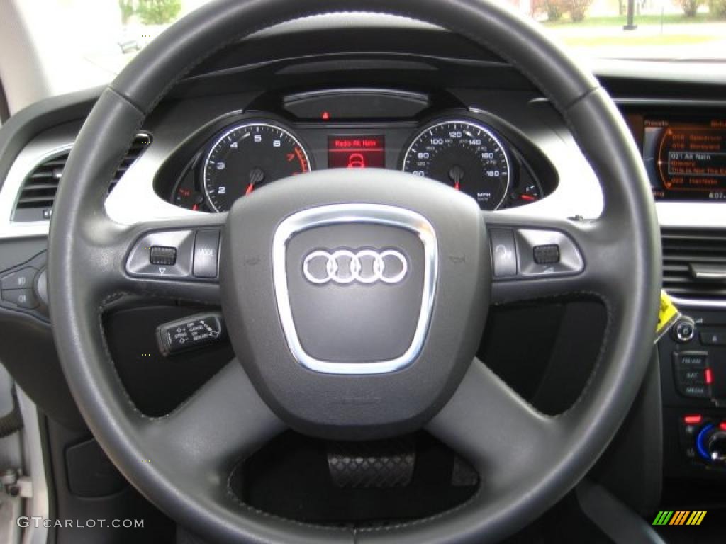 2009 Audi A4 2.0T quattro Sedan Black Steering Wheel Photo #38524579