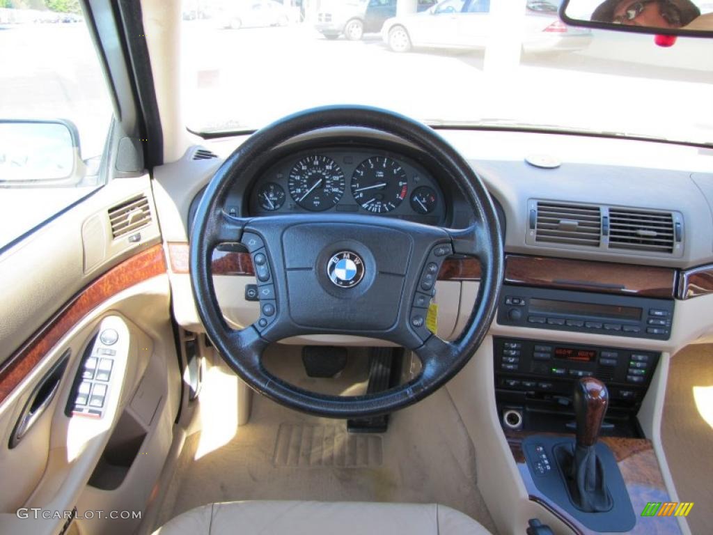2001 BMW 5 Series 525i Sedan Sand Beige Steering Wheel Photo #38541515