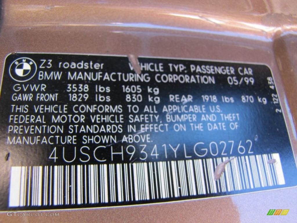 2000 BMW Z3 2.3 Roadster Info Tag Photo #38542399