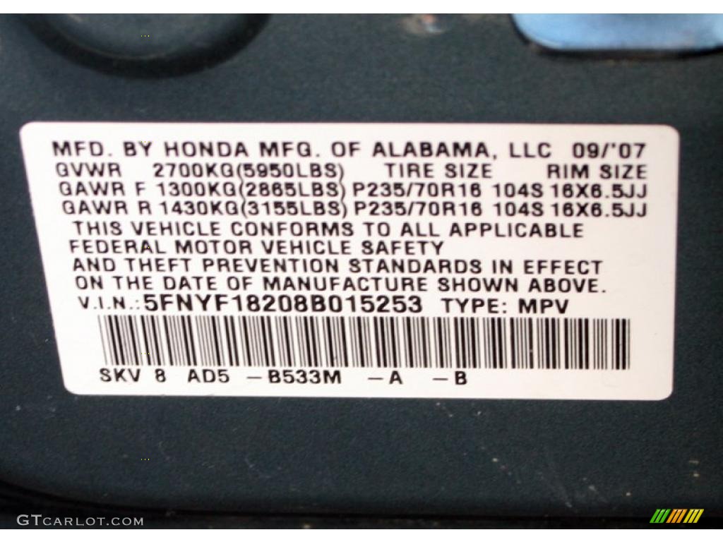 2008 Pilot Value Package 4WD - Steel Blue Metallic / Gray photo #24