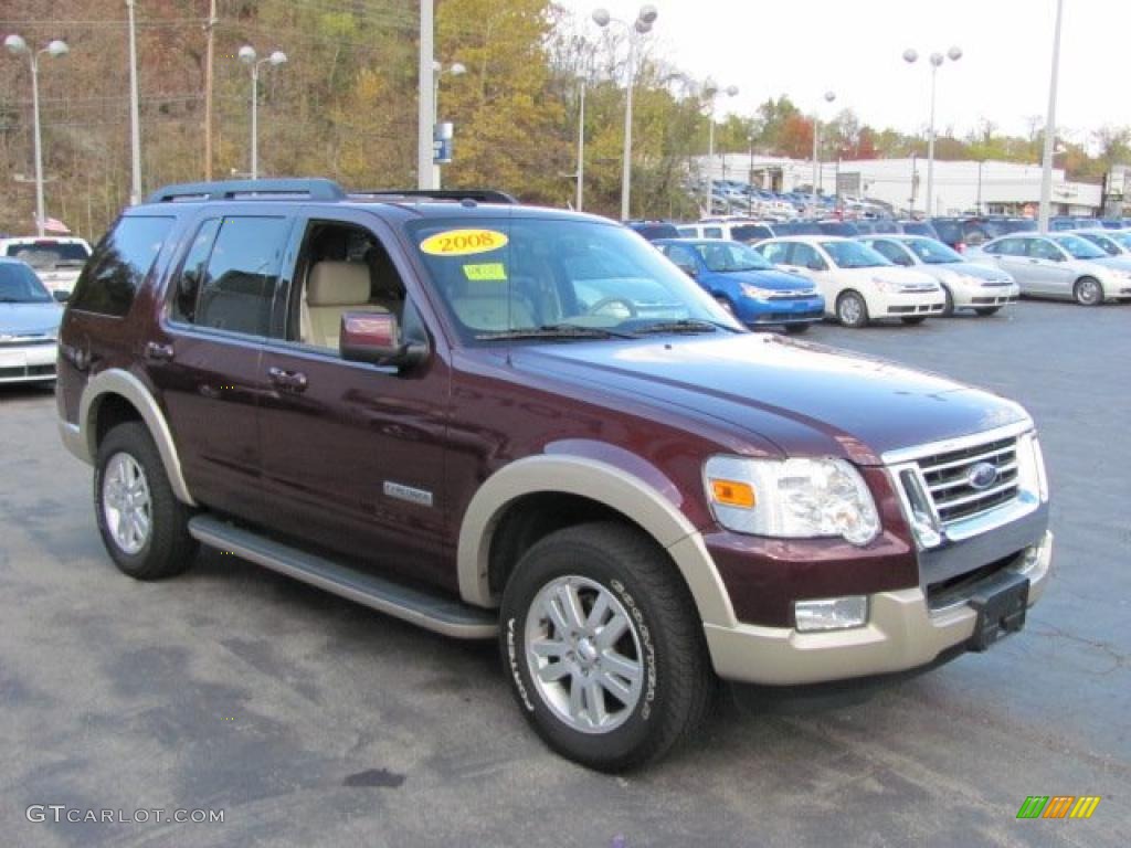 2008 Explorer Eddie Bauer 4x4 - Dark Cherry Metallic / Camel photo #4