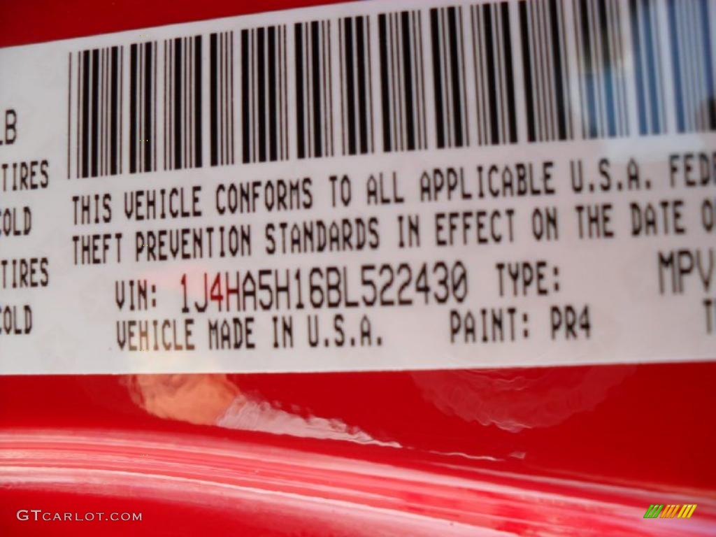 2011 Wrangler Unlimited Color Code PR4 for Flame Red Photo #38561285