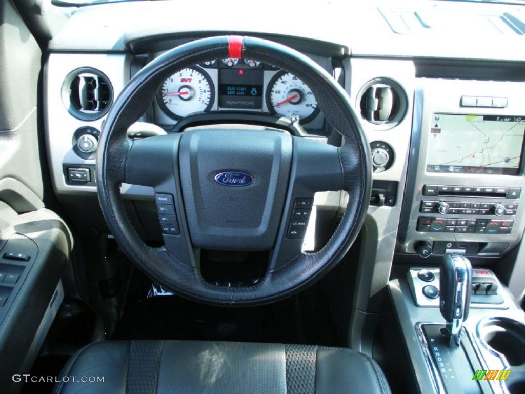 2010 Ford F150 SVT Raptor SuperCab 4x4 Raptor Black Steering Wheel Photo #38561661