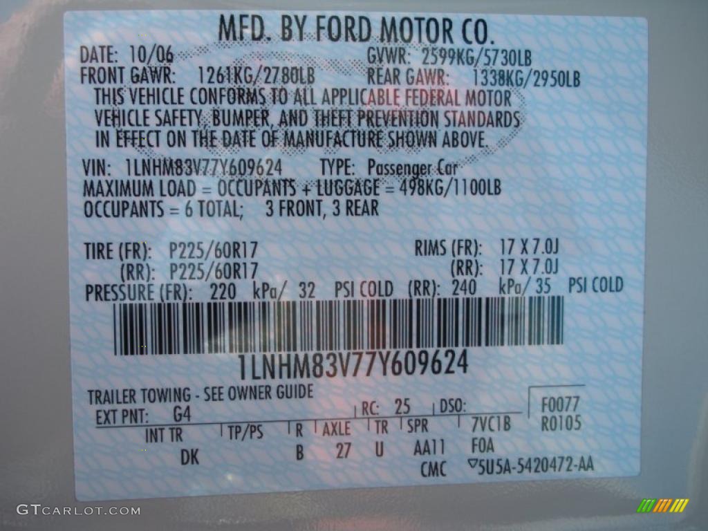 2007 Town Car Color Code G4 for Cashmere Tri-Coat Photo #38562225