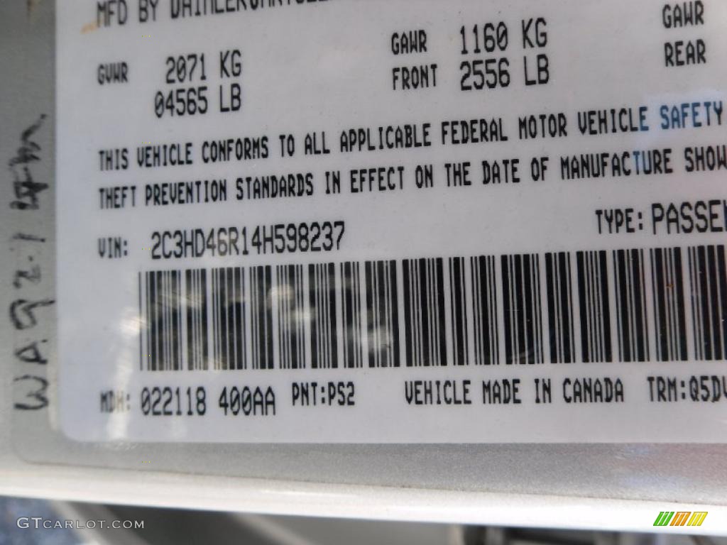 2004 Chrysler Concorde LX Color Code Photos