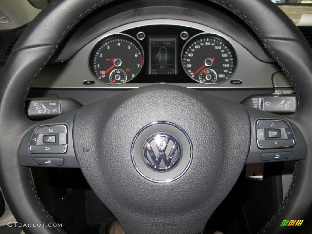 2010 Volkswagen CC Sport Black Steering Wheel Photo #38570310