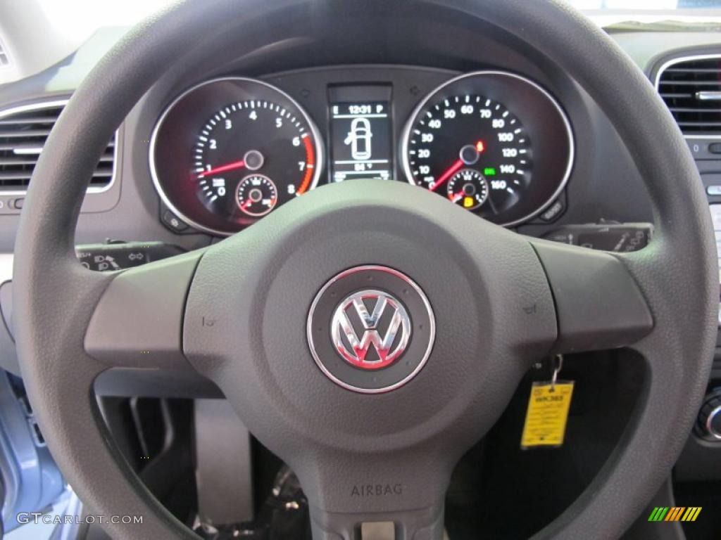 2010 Volkswagen Golf 2 Door Titan Black Steering Wheel Photo #38570588