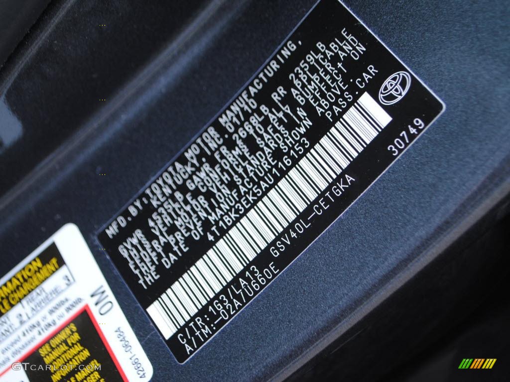2010 Camry Color Code 1G3 for Magnetic Gray Metallic Photo #38572884