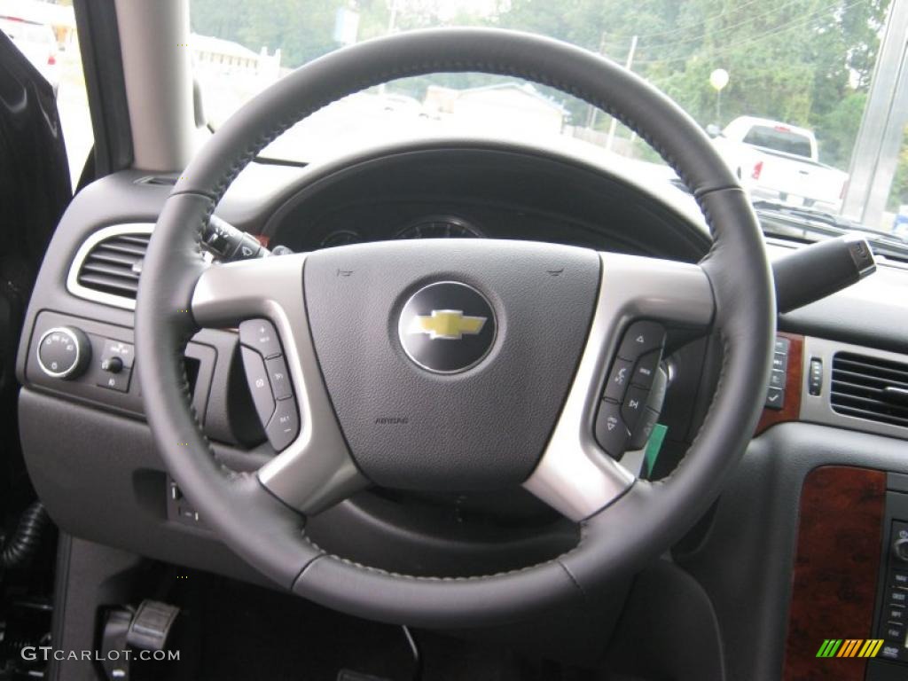 2011 Chevrolet Suburban LTZ Ebony Steering Wheel Photo #38576176