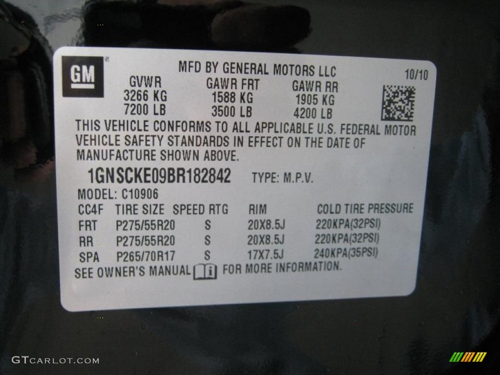 2011 Chevrolet Suburban LTZ Info Tag Photo #38576524
