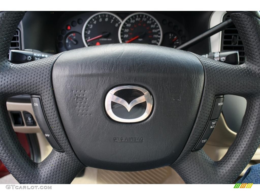 2004 Mazda Tribute LX V6 4WD Dark Flint Grey Steering Wheel Photo #38578568