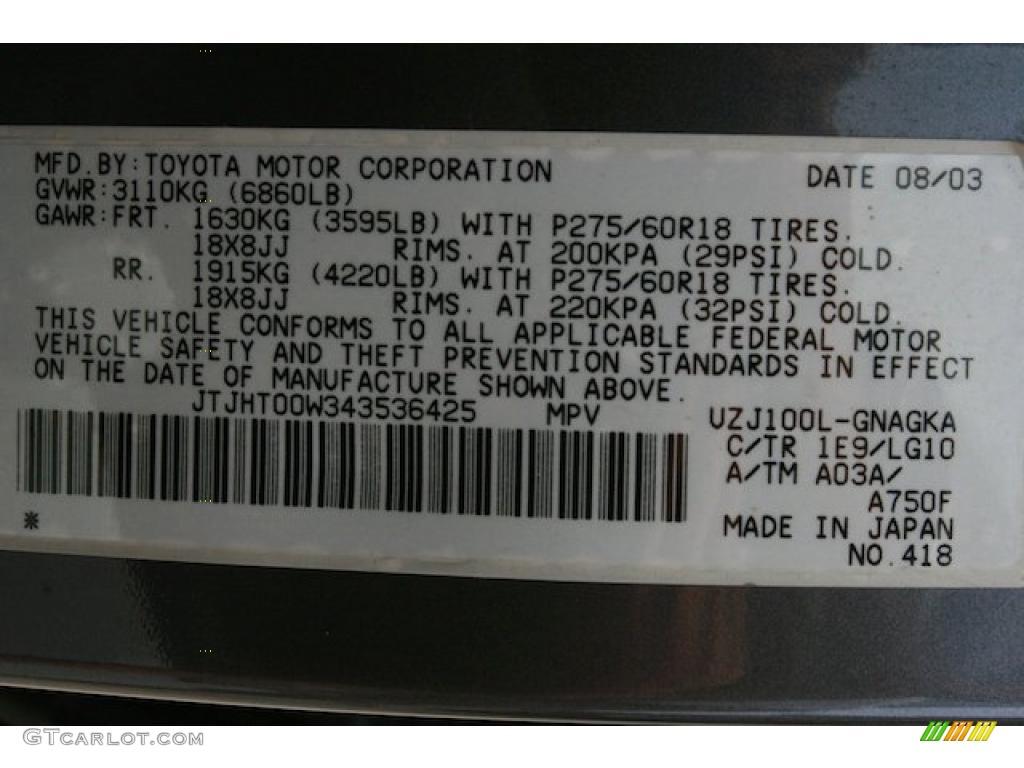 2004 LX Color Code 1E9 for Galactic Gray Metallic Photo #38579588