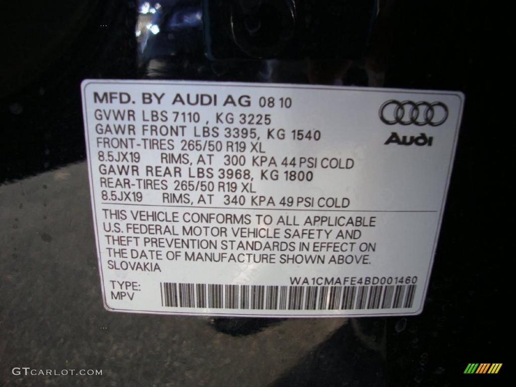 2011 Audi Q7 3.0 TDI quattro Info Tag Photo #38582528