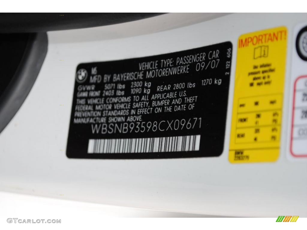 2008 BMW M5 Sedan Info Tag Photo #38589913
