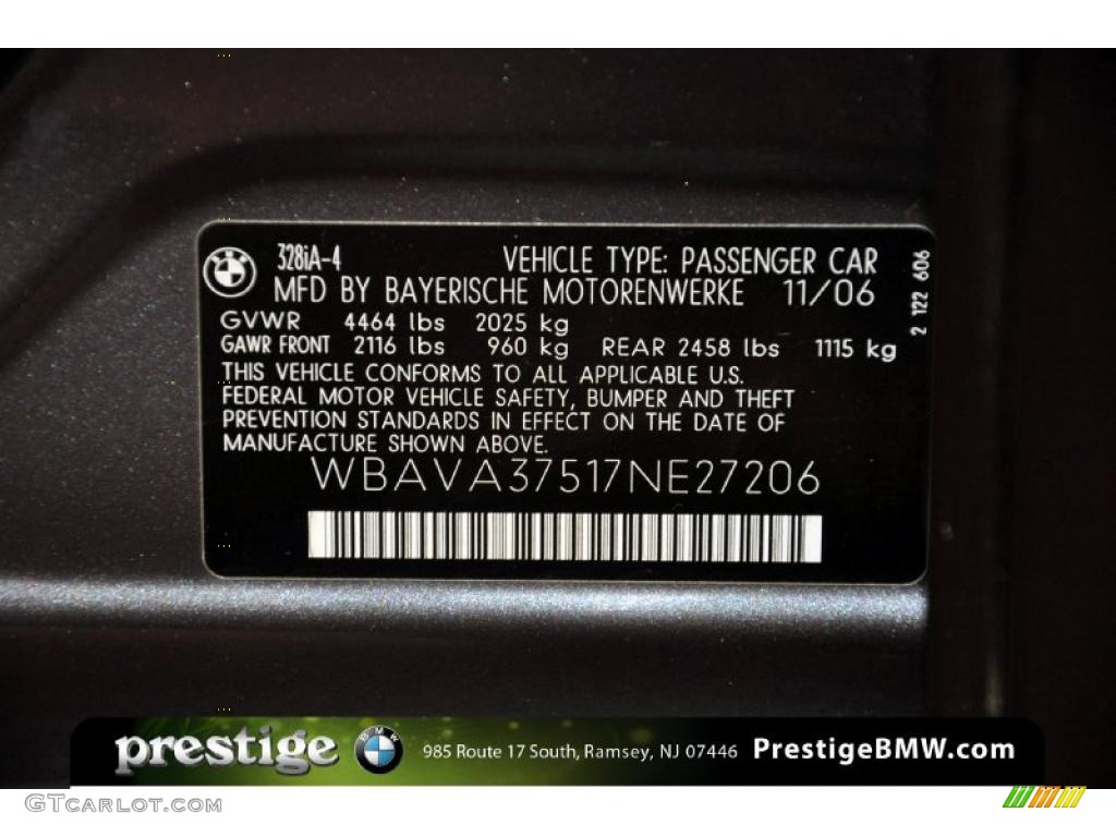 2007 3 Series 328i Sedan - Space Gray Metallic / Grey photo #13
